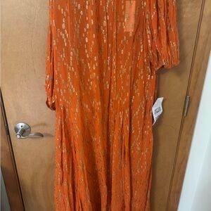 Never Fully Dressed Orange Dolman Sleeve Maxi Sundress
